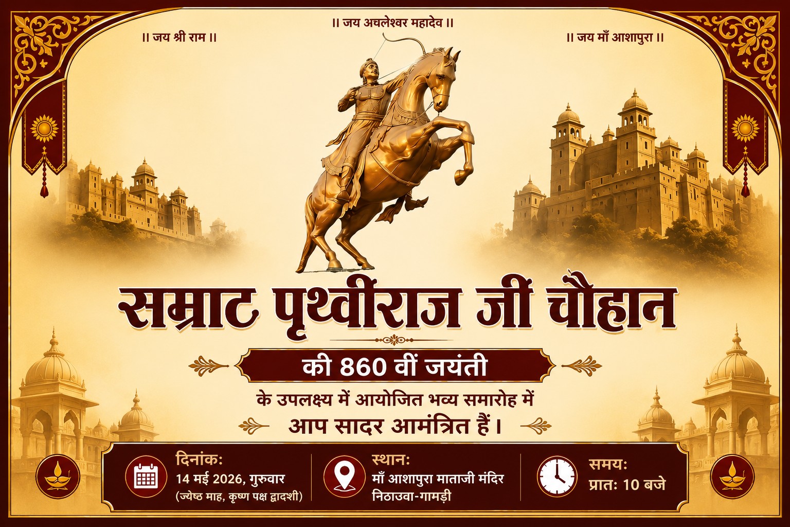 सम्राट पृथ्वीराज जी चौहान जयंती समारोह का भव्य आयोजन